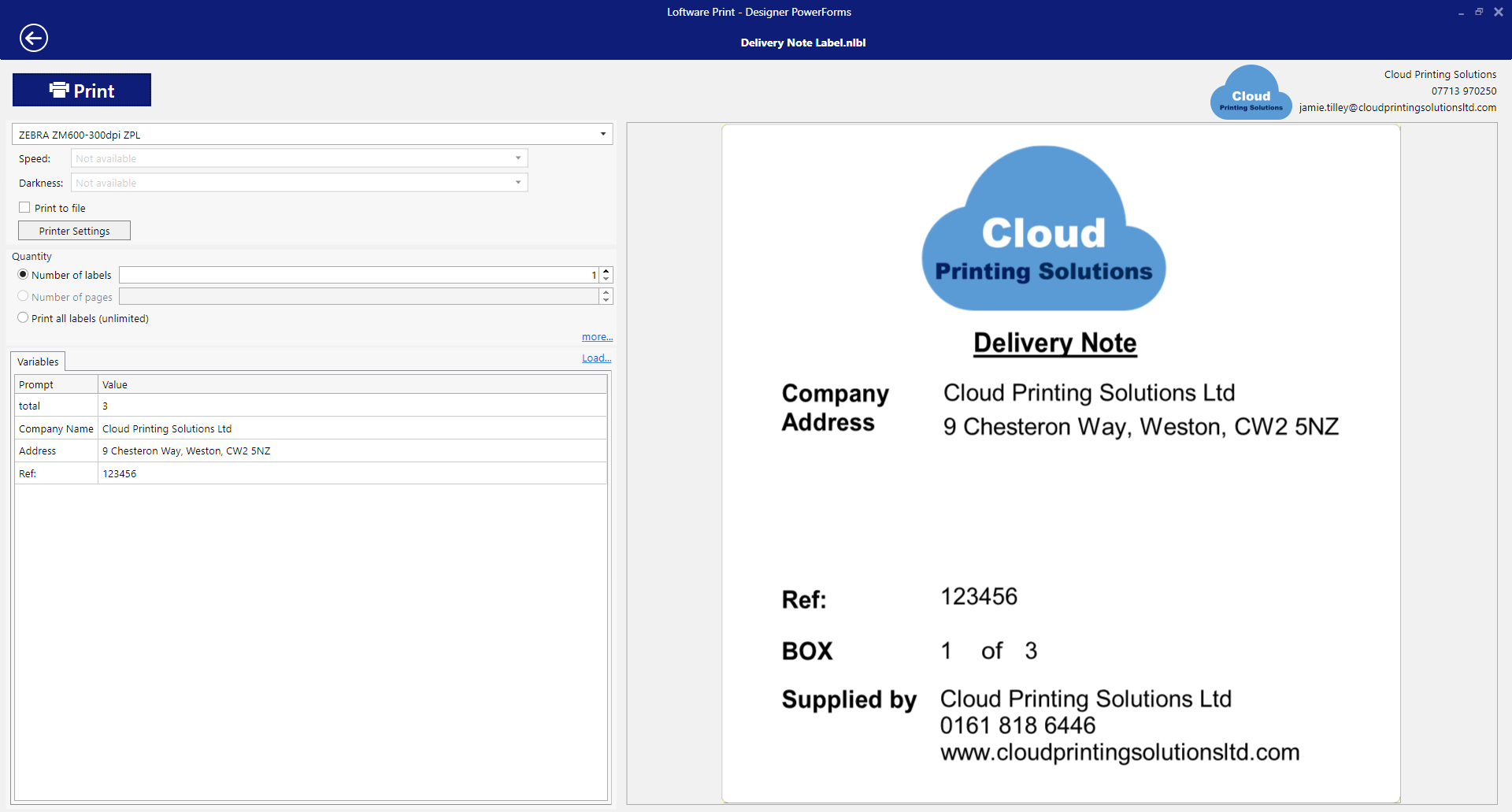 Loftware Cloud Designer